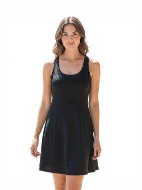 Stonewear Designs M Black Athletic Dress - Flattering Crossback - Shelf Bra